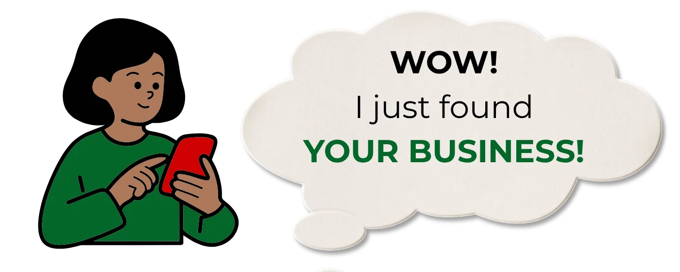 The same woman, thinking: WOW! I just found YOUR BUSINESS!